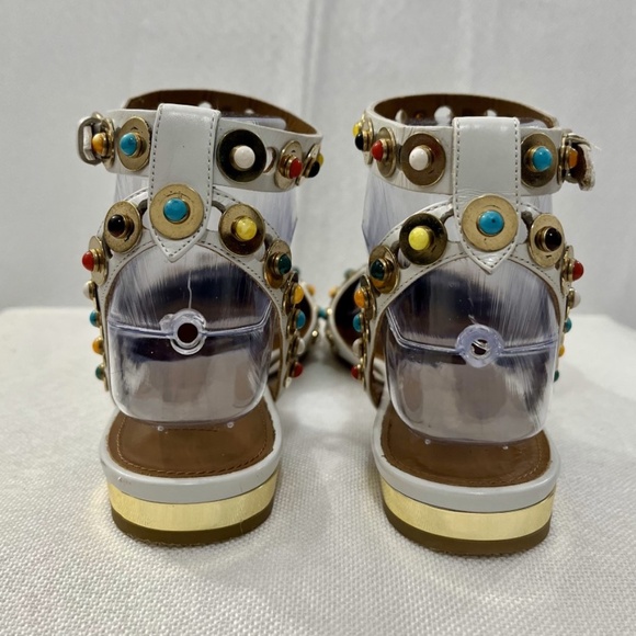 Aquazzura Byzantine Studded Leather Flat, White in size 37 EU, 6.5 US - Picture 5 of 9